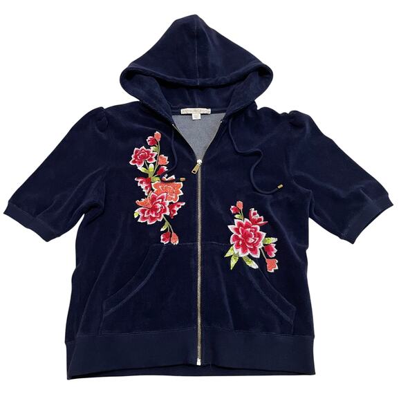 Boston Proper Embroidered Plush Terry Lounge Set | Floral Hoodie Pants Y2K NWOT - Picture 2 of 12